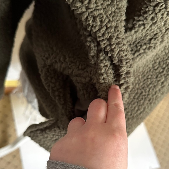 Aerie Olive Button-Up Fleece Sweater - Picture 5 of 6